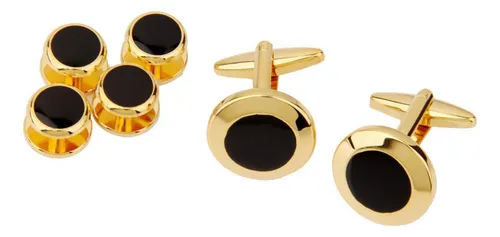 1par Gemelos De Camisa Traje Botón De Collar Color Oro
