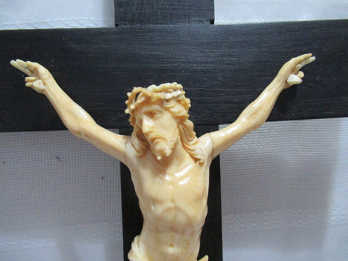 Antig Ícono Cruz Altar Madera Jesús Tallado Noble Material (Usado)