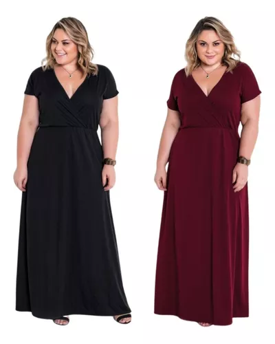 Vestido Longo Transpassado Plus Size Gordinha 46 A 72 Jovem