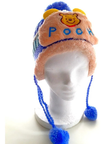 Gorro Lana Ponpom Niños Forrado Plush Termicos Elastizados