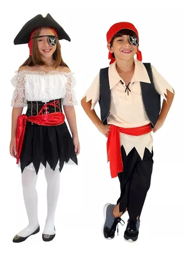 Fantasia Halloween Feminina Infantil Piratinha De Luxo