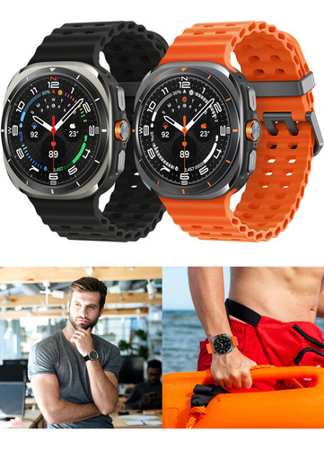 2 Correa Para Samsung Galaxy Watch Ultra 47mm Deporte Océano Ancho De La Correa 3.4 Cm Color Naranja