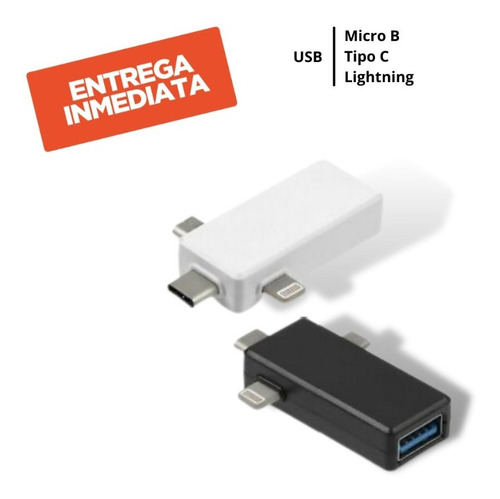 Adaptador 3 En 1 Usb Hembra A Tipo C - Micro - Lightning Otg