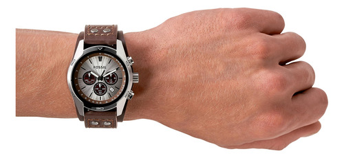 Reloj Cronógrafo Fossil Coachman Ch2565 Para Hombre, Platead