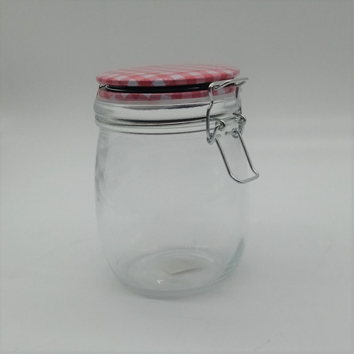Imagen 2 de 4 de Frasco De Vidrio De Tapa Escocesa Con Cierre Clip 14x8 Cm