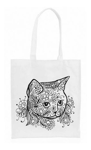 Bolsa Poliester Para Pintar Gato Con Flores