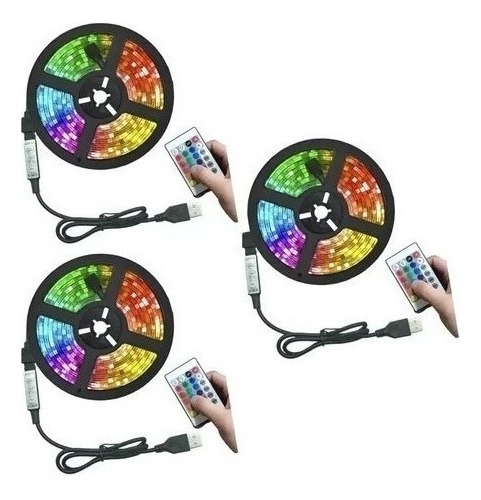 5 Mts Cintas De Luz Led Gamer Infrarrojos Usb Control Rgb