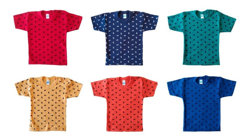 Imagen 1 de 7 de Playera Para Niño 6 Piezas Manga Corta 100% Algodón 1-3 Años