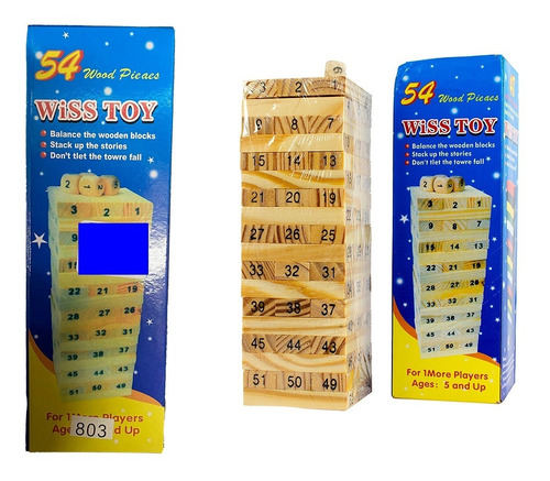 Torre Jenga 54 Bloques Dados Madera Juego Niños Y Adultos