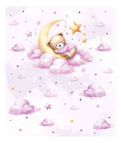 Papel De Parede Infantil Ursinho Quarto De Bebe Menina 6m