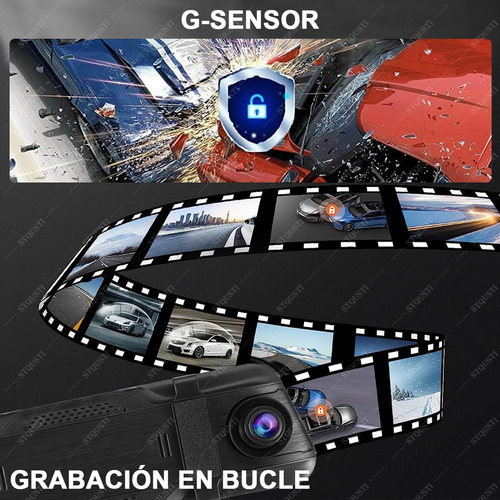STQUSTI 2k Double Cámara Para Automóvil Pantalla Táctil 10'' Dashcam Stqusti Con Cámara De Visión Trasera