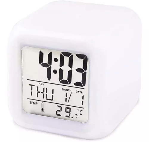 RELOJ DESPERTADOR LUZ LED CUBO - Tienda Supervielle