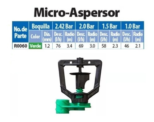 Microaspersor Completo 60-80lph+estaca+tubin 60 Cm | MASTER RAIN