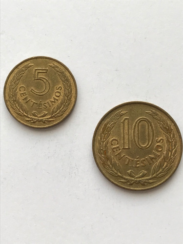 Lote 2 Monedas 5 Y 10 Centimos Uruguay 1960