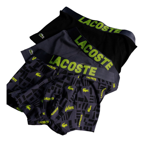 Boxer Hombre Lacoste Pack X3 Estampado Gris O