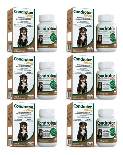 6 Condroton Regenerador Articular Vetnil Comprimidos 1000mg