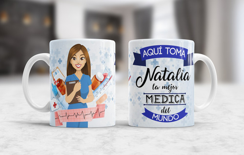 Taza Cerámica 350cc Profesiones - Calidad Aaa Importada Blanco Médica