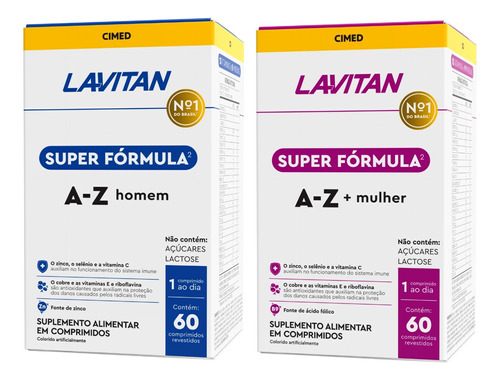 Kit Lavitan 5g Multivitamínico Homem + Mulher 60 Comp Cada