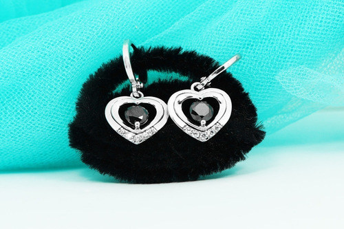 Set Cadena Dije Aretes Oro 18k Corazón Diamante Regalo Ideal