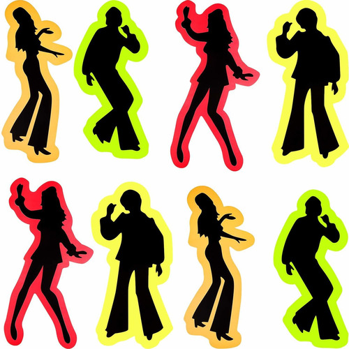 12 Pieces Retro 70s Silhouettes Dance Silhouettes Cutouts Di