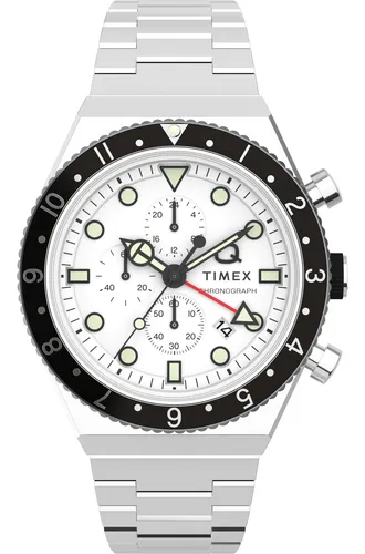 comprar Reloj Timex Q Timex Three Time Zone Chronograph 40mm White