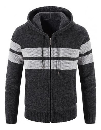 Suéter Con Capucha A Rayas Para Hombre, Suéter Con Bolsillos