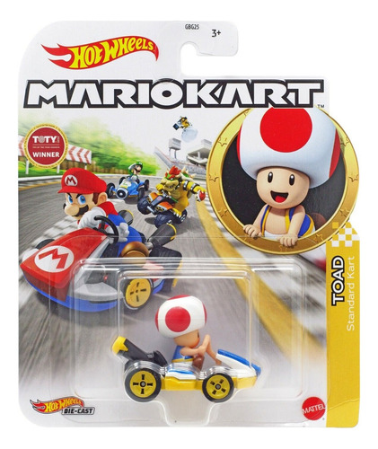 Toad Standard Kart Hot Wheels Mario Kart Edición Limitada