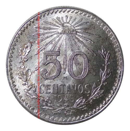 Lote 3 Monedas 50 Centavos 1943 1944 1945 Mexico Plata 0.720