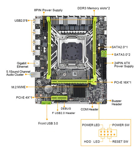 Kit Xeon E5 2650-2 + 16gb (2x8) De Ram Ddr3 + Placa Mãe Cor Preto