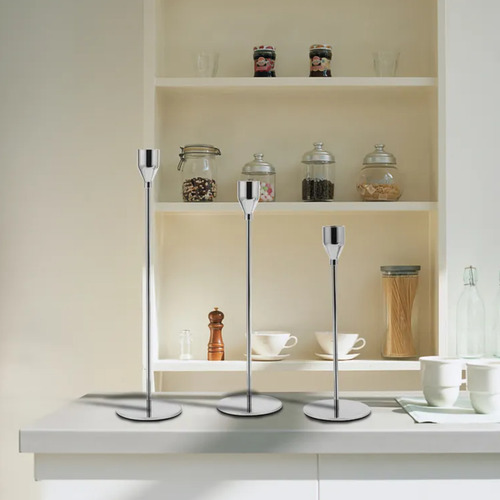 Set 3 Candelabros Porta Velas Plateado Decora Centro De Mesa