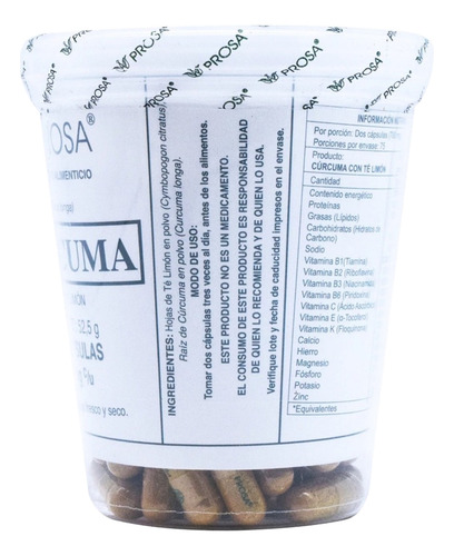 Curcuma Te De Limon C/150 Capsulas Prosa