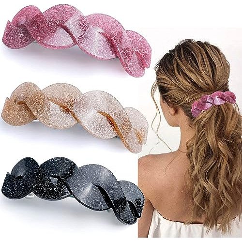 3 Piezas Grandes Barrettes Para Mujeres, Entrelazan 2rv7a