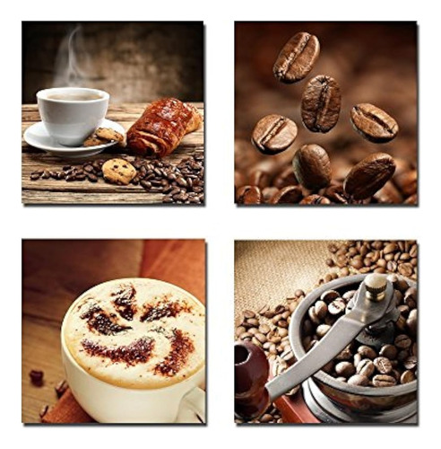 Wieco Art Warm Coffee Giclee Canvas Prints Wall Art Brown Be