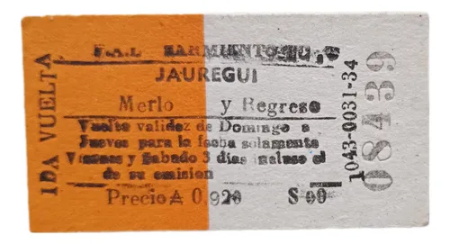 Boleto De Tren De Estación Jauregui A Estación Merlo (Usado)