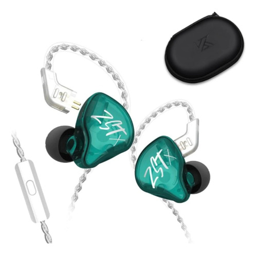 Kz Zst X Verde Cyan Audífonos In Ear Con Mic + Estuche Kz