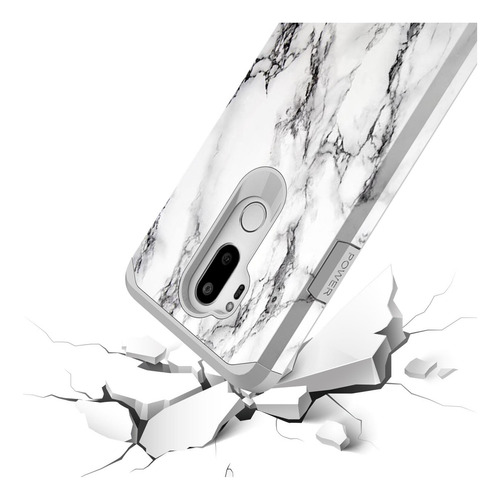 Rosebono Para Lg G7 Thinq Funda, Delgada Híbrida De Doble A Mármol Blanco.