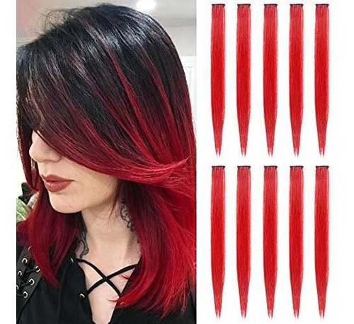 Meckily 12 Extensiones De Cabello De Colores Para Fiestas, P