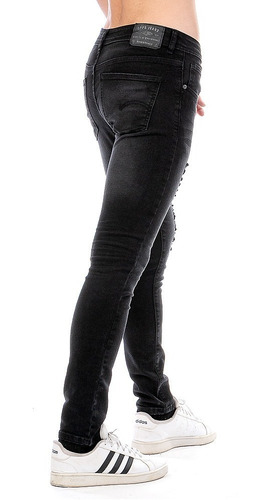 Imagen 4 de 7 de Jeans Pantalón Mezclilla Negro Skinny Hombre Black Rocket