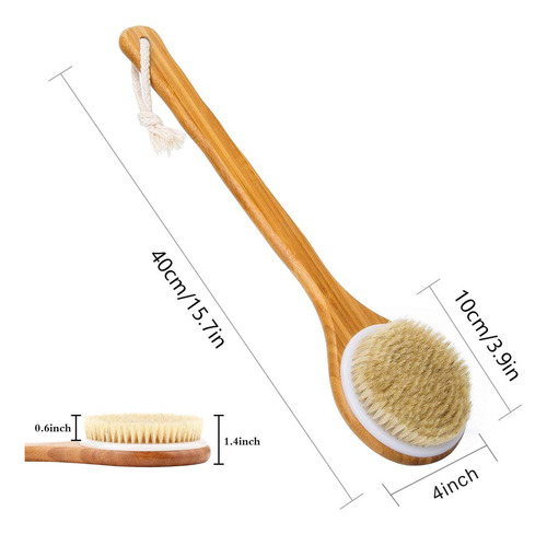 Cepillo De Ducha Cerdas Naturales Baño Bambú Circulación Pie