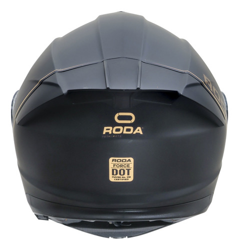 Casco Force Negro Y Dorado Mate Abatible Roda Negro Lisa L
