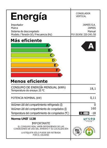 Freezer Vertical James J261 5 Cajones Distribuidor James Pcm