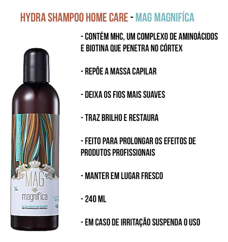 Shampoo Condicionador Hydra Reestrutura Fios Do Cabelo 240ml