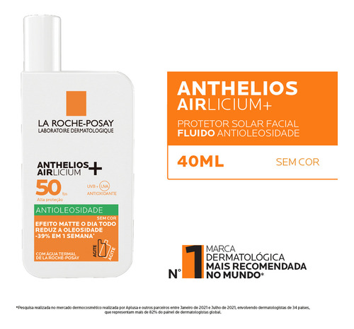 Protetor Solar Facial Anthelios Fps 50 Sem Cor 40ml