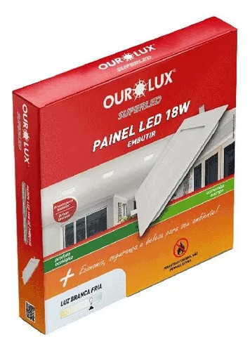 Luminária Plafon Led Embutir 18w 6500k Quadrada Ourolux 110V/220V