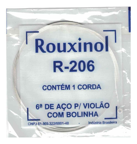 Corda Avulsa E Mi (6ª) Para Violão Aço Rouxinol R-206