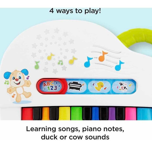 Imagen 2 de 6 de Fisher Price Piano Rie Y Aprende Luces Sonidos Niño 18 Meses