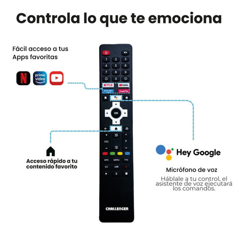 Imagen 6 de 8 de Smart TV Challenger Serie SMART LED 43LO68 BT ANDROID T2 Android 11 Full HD 43" 120V/240V
