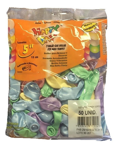 50 Balão Bexiga Candy Color Sortido Cor Pastel 5 Polegadas