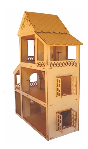 Casa Casinha Grande 80 Cm P/ Boneca Com Móveis