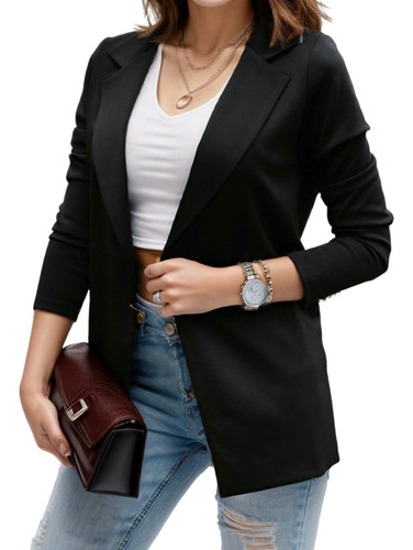 Chaqueta De Solapa Moda Para Mujer Formal Oficina Blazer